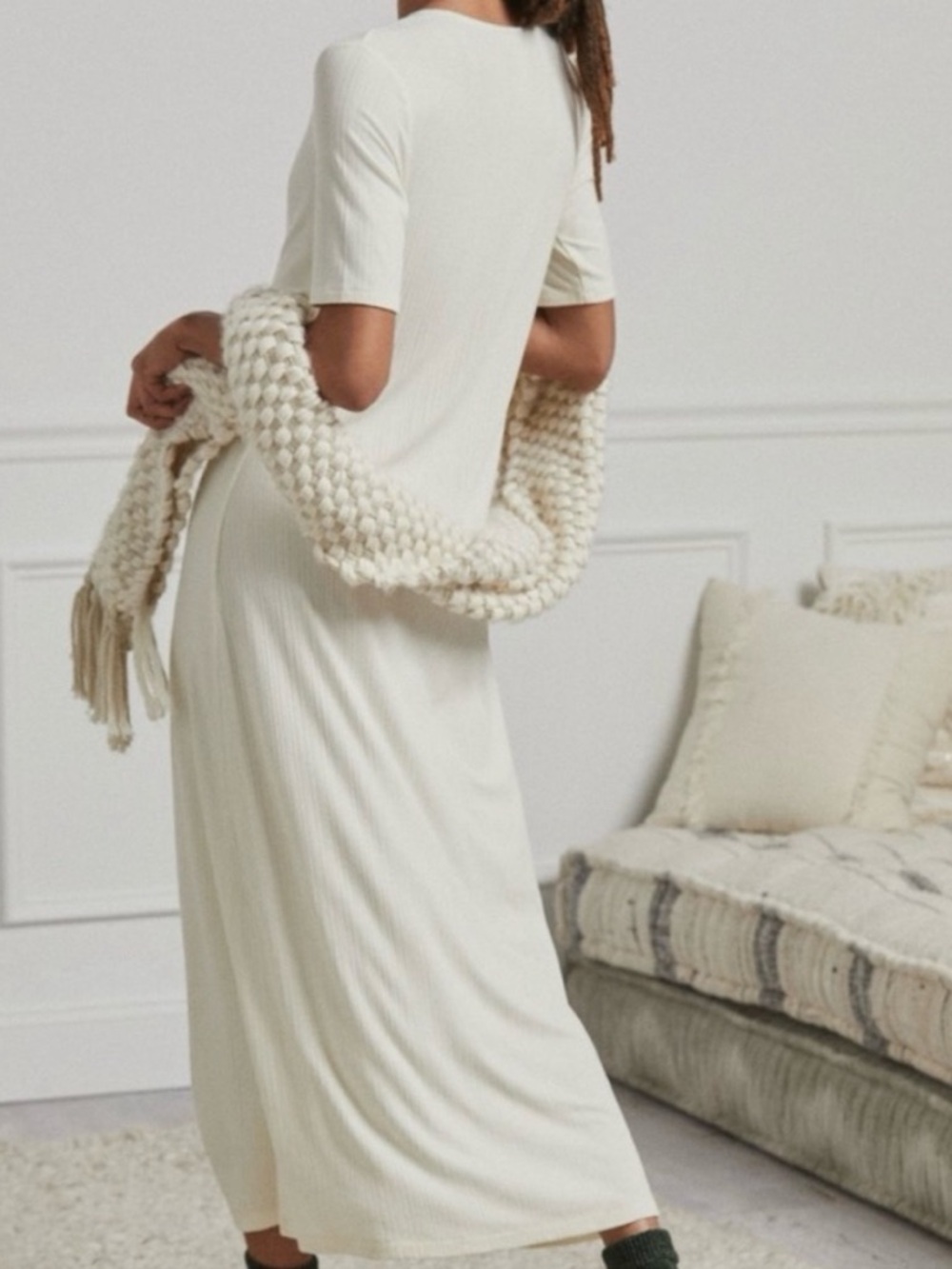 Anthropologie Orla Short Ribbed Sleeved Henley Maxi Dress - NIP - Picture 4 of 9